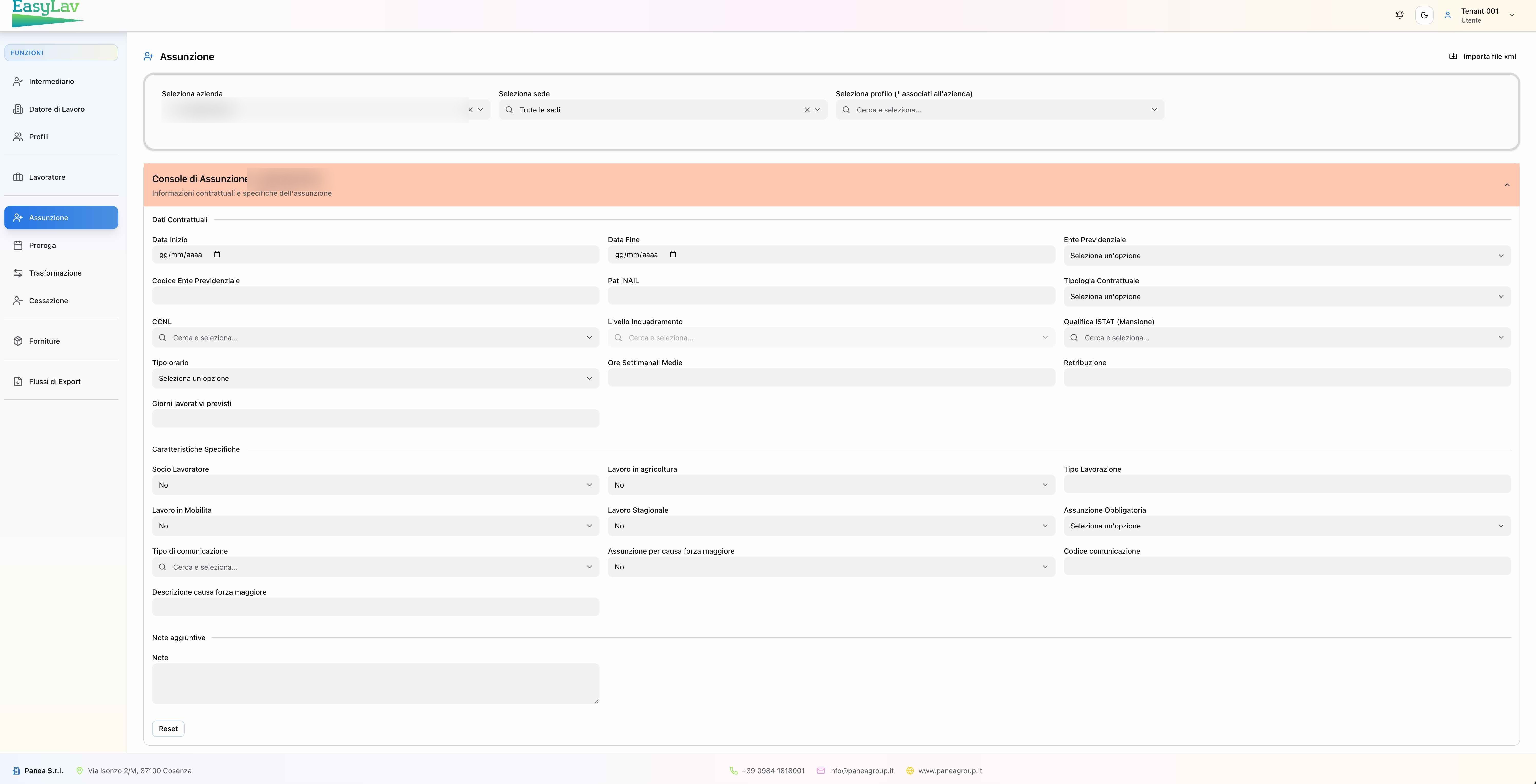 Portale candidato EasyLav per auto-registrazione e upload documenti