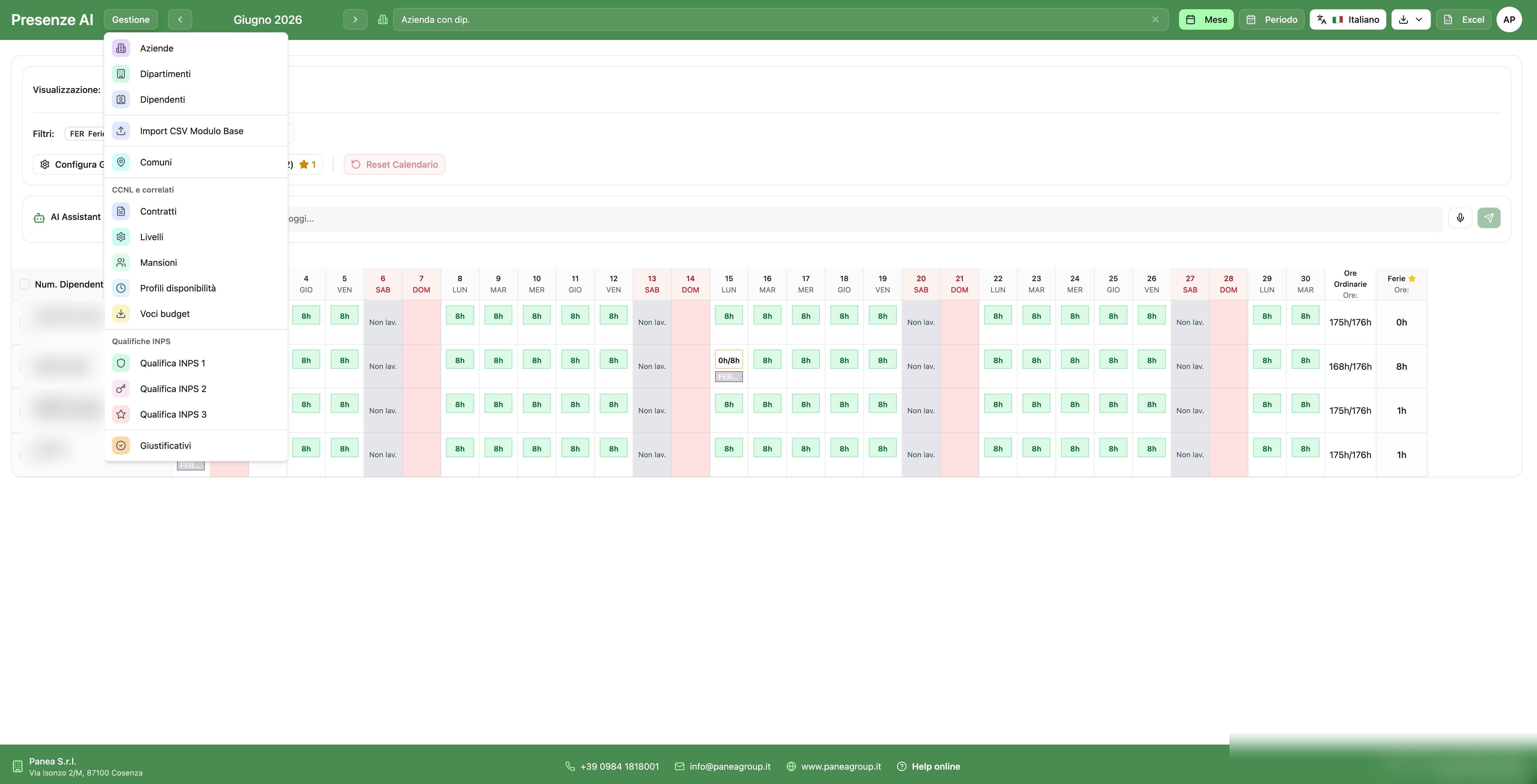 Vista multi-profilo Presenze AI: admin, HR manager, dipendente